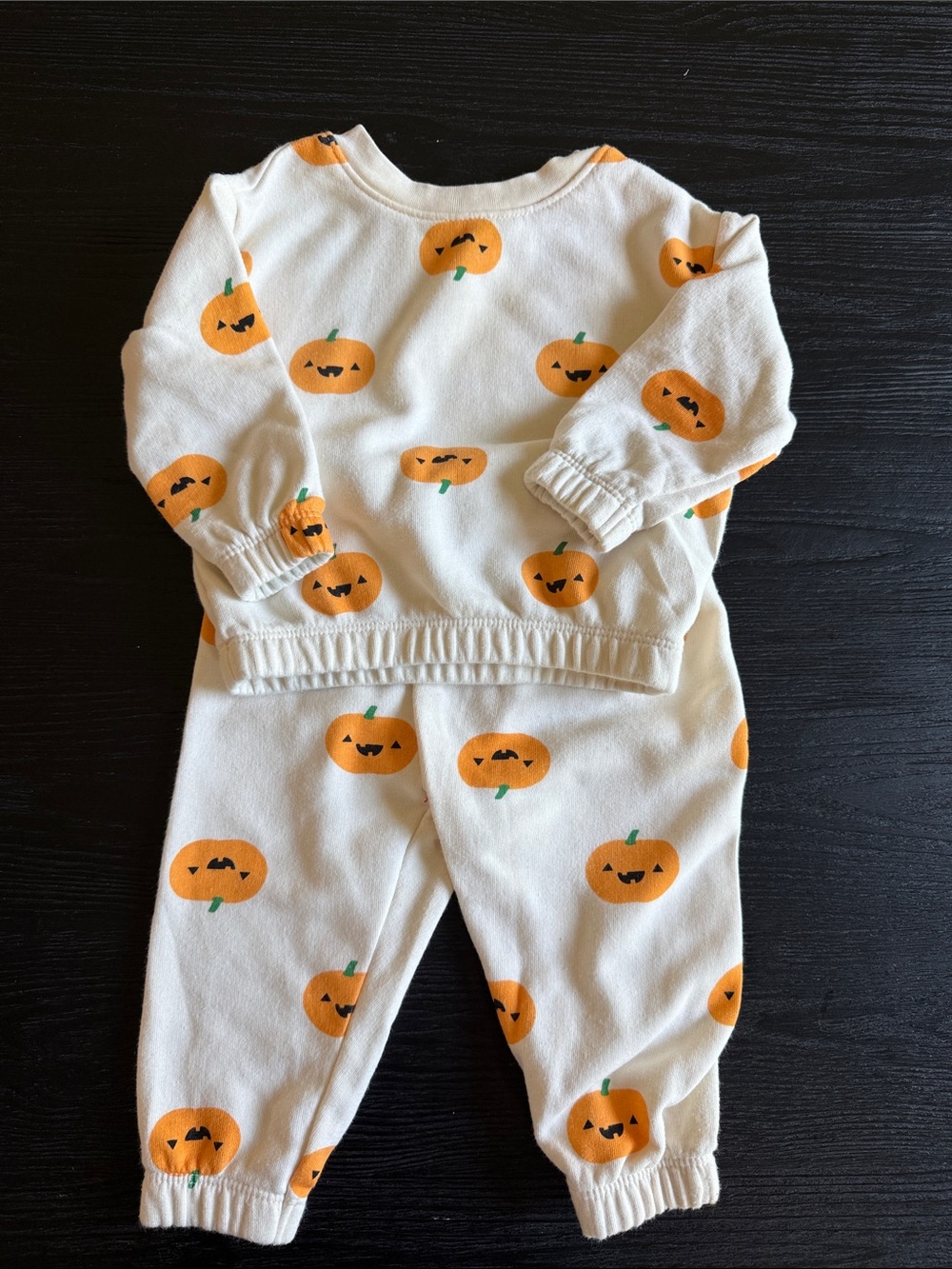 Old Navy Kids Cream Pumpkin Print Sweatshirt Set